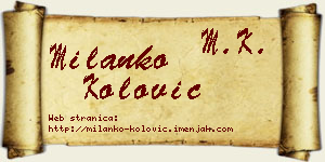 Milanko Kolović vizit kartica
